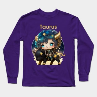 Chibi Taurus Zodiac Sign Long Sleeve T-Shirt